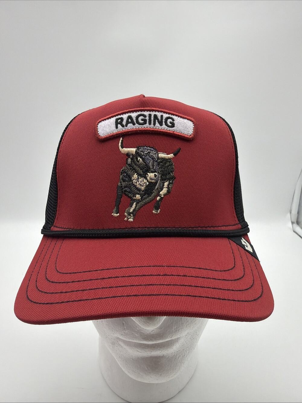 Goorin Bros GB2 Raging Bull Trucker Snapback Hat Red/Black Mesh Backing